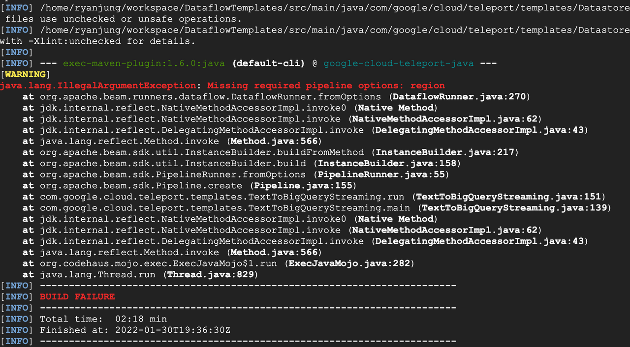  gcp java beam sdk maven dataflow 